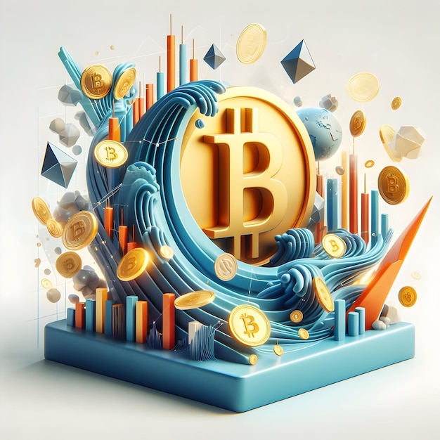 Investissement Concept de crypto-monnaie Une composition surréaliste d'éléments de graphique de marché flottant et brillants