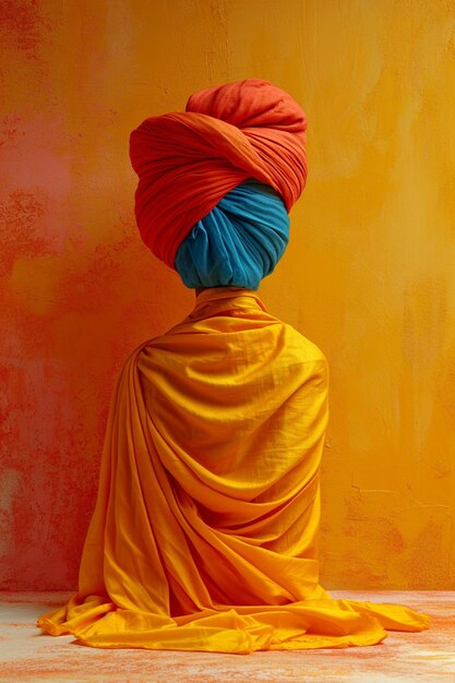 Photo une invitation 3d avec un turban holi stylisé en couleurs vives à un coin