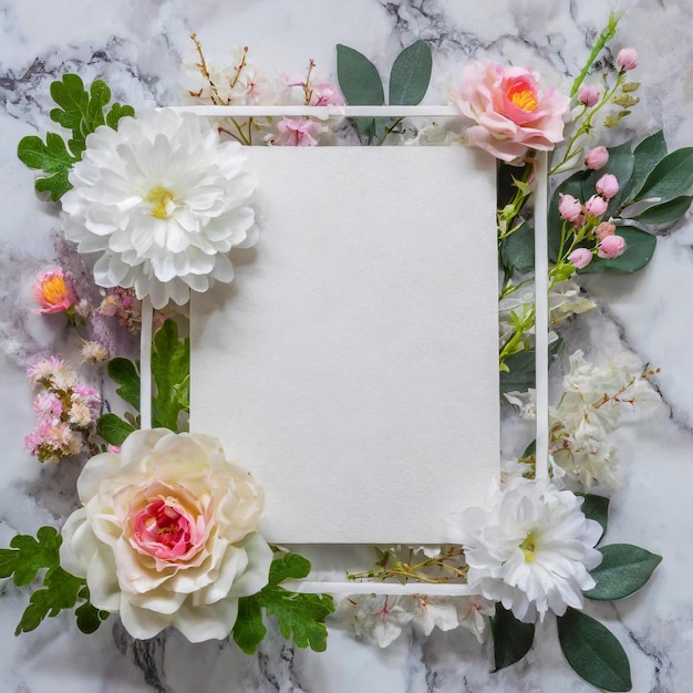 Photo invitation au mariage avec des fleurs