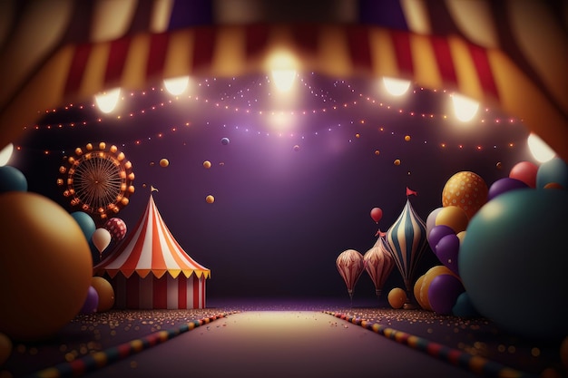 Invitation de dessin animé de tente de cirque Illustration IA générative