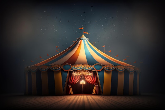 Invitation de dessin animé de tente de cirque Illustration IA générative