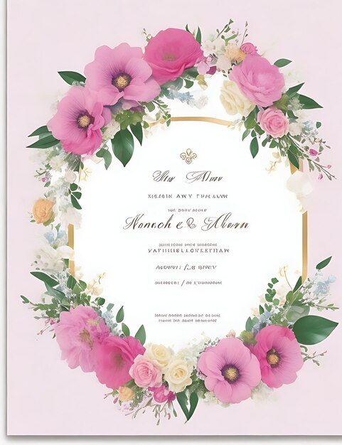 Invitation florale élégante de mariage de guirlande