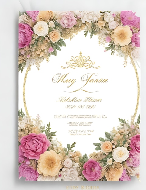 Invitation florale élégante de mariage de guirlande