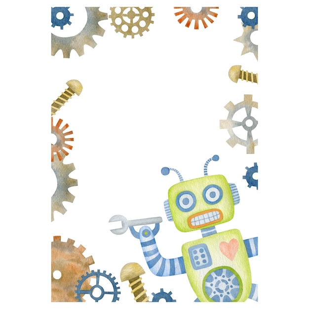 Invitation d'illustration aquarelle à la fête des robots
