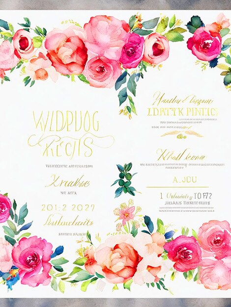 invitation de mariage aquarelle cadres floraux téléchargement gratuit