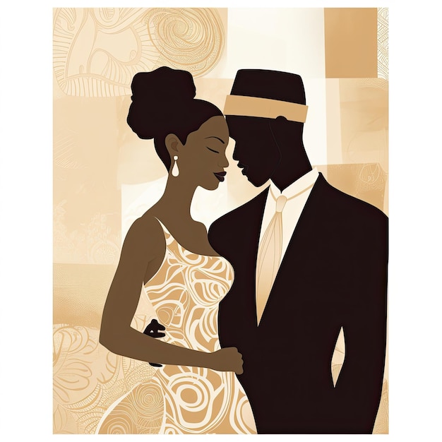 Photo invitation de mariage avec un couple africain illustration vectorielle