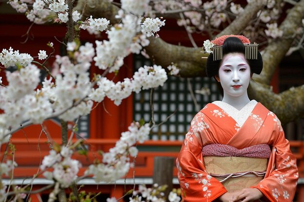 Invitation de mariage japonaise avec des cerisiers en fleurs