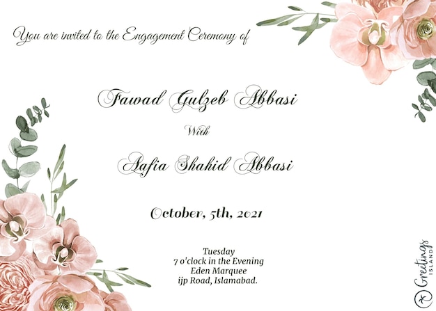 une invitation de mariage pour les États-Unis des États-Unis