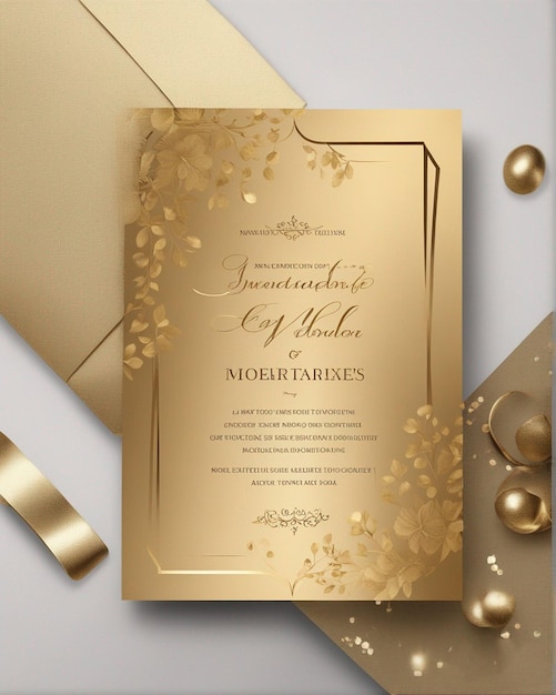 Photo une invitation en or et en argent pour une réception de mariage.