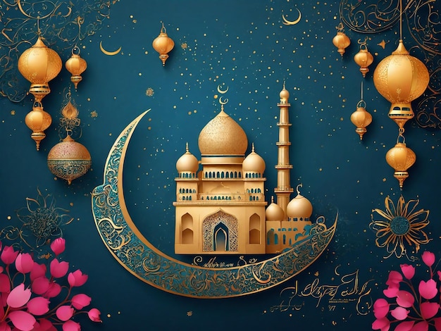 Invitations à l'Eid MUBARAK Arrière-plan de la carte avec motif islamique
