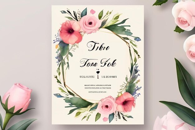 Photo invitations de printemps avec des fleurs de cerisier sakura place pour le texte