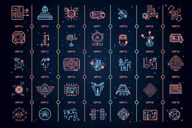 IOT AI BIG DATA MICROCHIP Vector Icon Set Internet des objets Intelligence artificielle Données Micro Cir