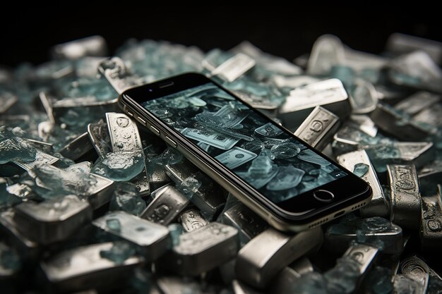 iPhone 7 d'élégance moderne posé sur une surface en marbre blanc