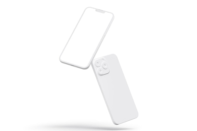 Un iphone blanc avec la couverture blanche montrant le dos de l'iphone.