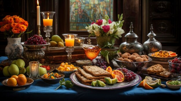 Photo iran expérience de la célébration dynamique de nowruz le nouvel an persan avec une table festive haftseen