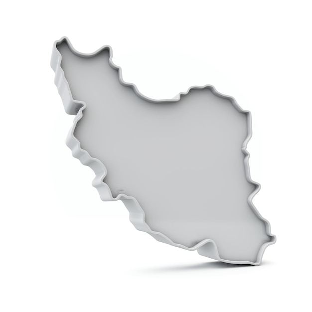 Iran simple carte d en rendu blanc gris d