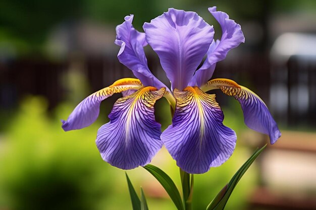 Photo iris unique en focus avec un fond flou photographie d'image de fleurs de printemps