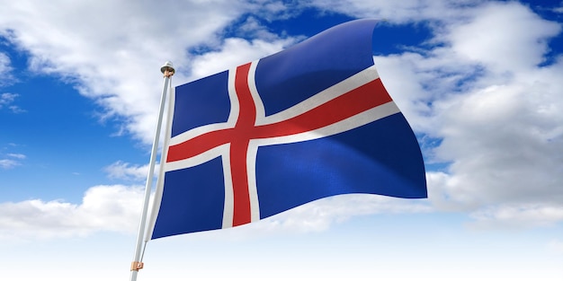 Islande waving flag 3d illustration