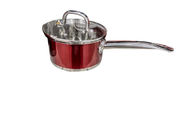 Isolé Belle casserole en acier rouge