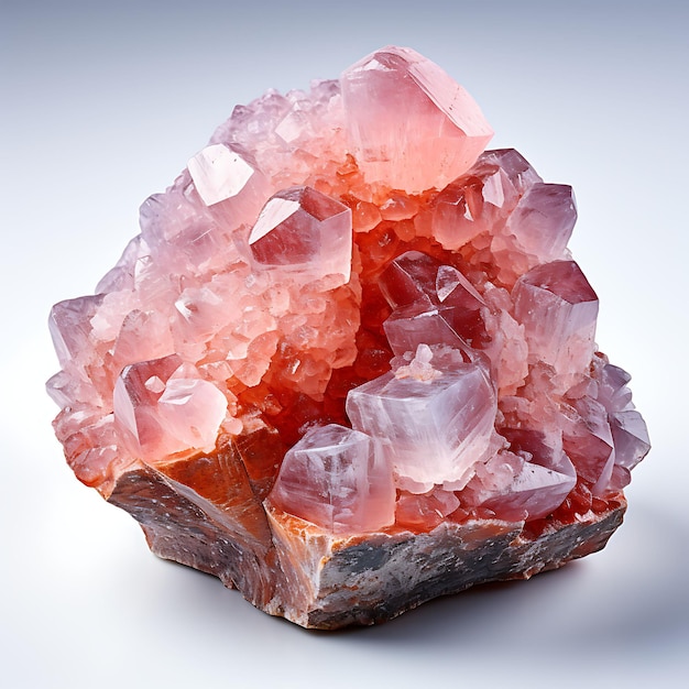 Isolé du sel rose de l'Himalaya présentant sa vue de dessus P distinctive prise sur fond blanc