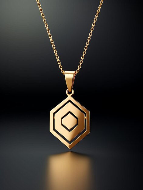 Isolé de l'hexagone géométrique pendant collier contemporain plaqué or Clipart concept d'actif de jeu