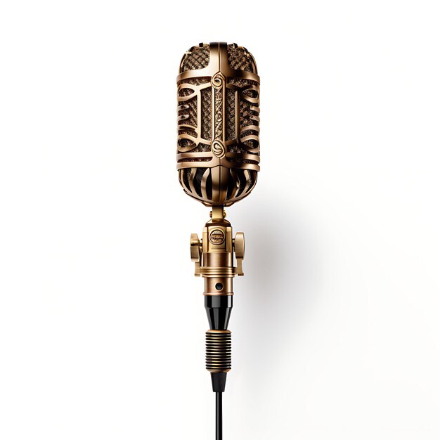 Isolé de laiton Swing bras avec microphone à ruban bidirectionnel créateur de contenu antique PodCast