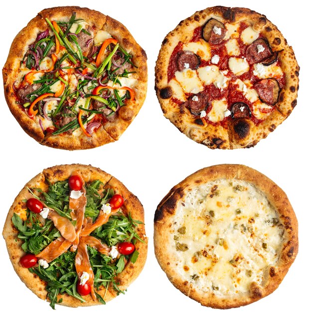 Isolé de nombreux différents collage de conception de menu de pizza italienne