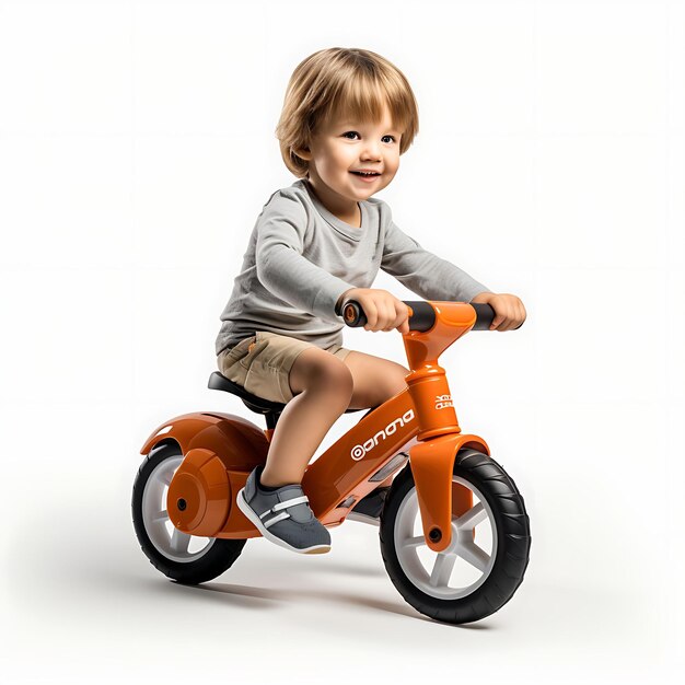 Isolé de Prorider Ride sur Balance Bike Cycle Balance Bike Type Orange sur fond blanc Photo