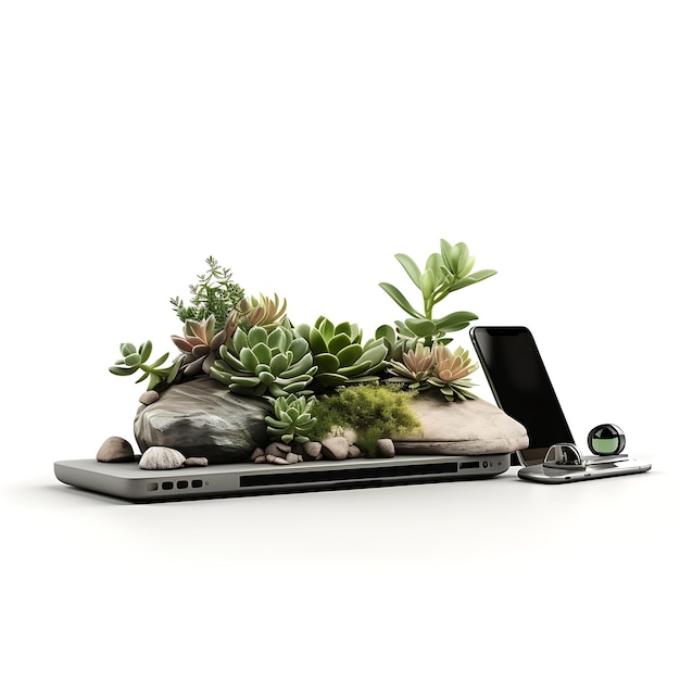 Isolé de la souris d'un smartphone pour ordinateur portable et du visa Nomad succulent Voyage à distance Creative Desig