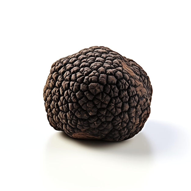 Isolé de la truffe noire du Périgord se concentrant sur son intérieur sombre sur fond blanc Photoshoot