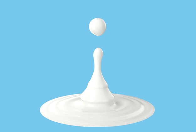 Isoler les gouttes de lait sur fond bleu liqiud splash 3D render