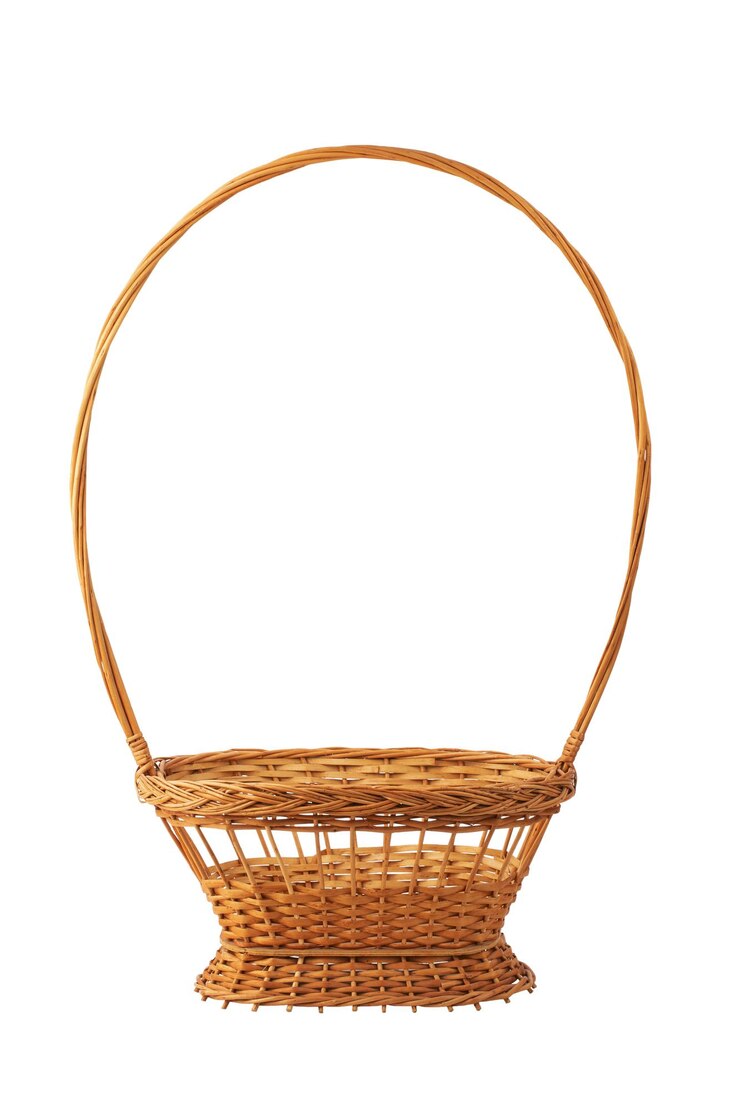 Photo isoler le panier de produits fabriqués à la main sur un fond blanc