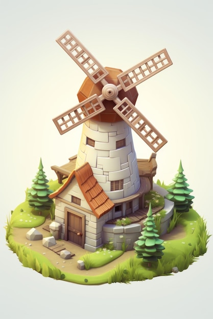 Photo isometric windmill