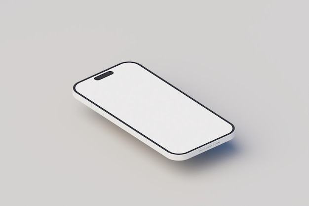 Isométrique minimal 3D téléphone lévitant mockup rendu 3D