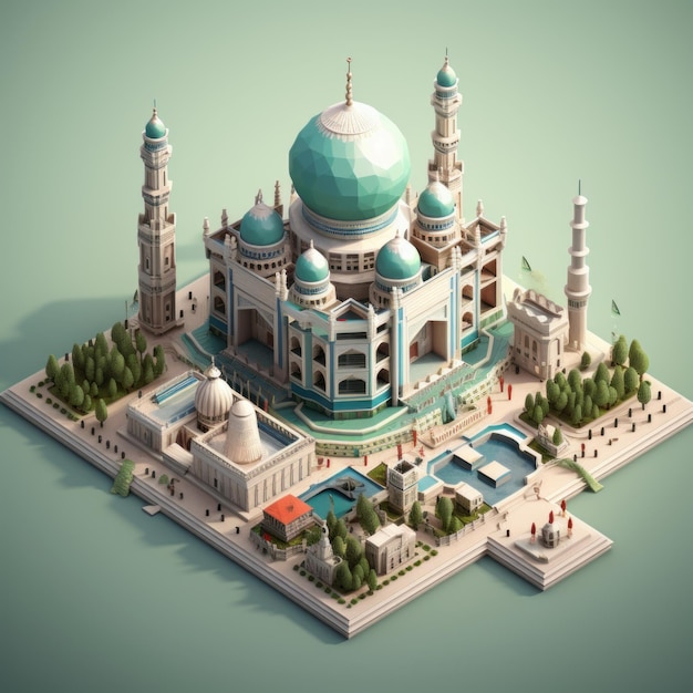 Isométrique Taj Mahal 3D AI généré