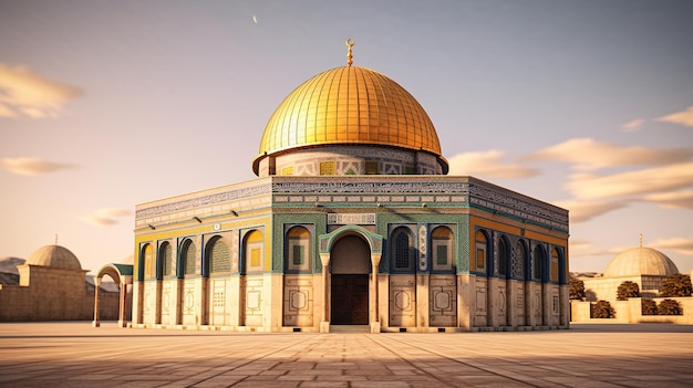 Isra Miraj avec fond d'illustration masjid al Aqsa