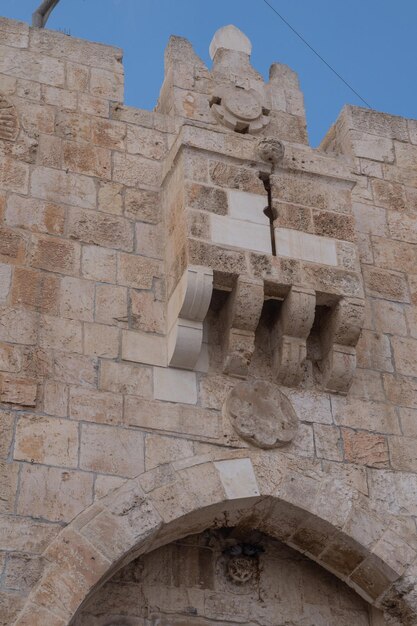 Israël Jérusalem Vieille Ville Porte du Lion Décor sur le mur de pierre près de l'entrée Photo de haute qualité