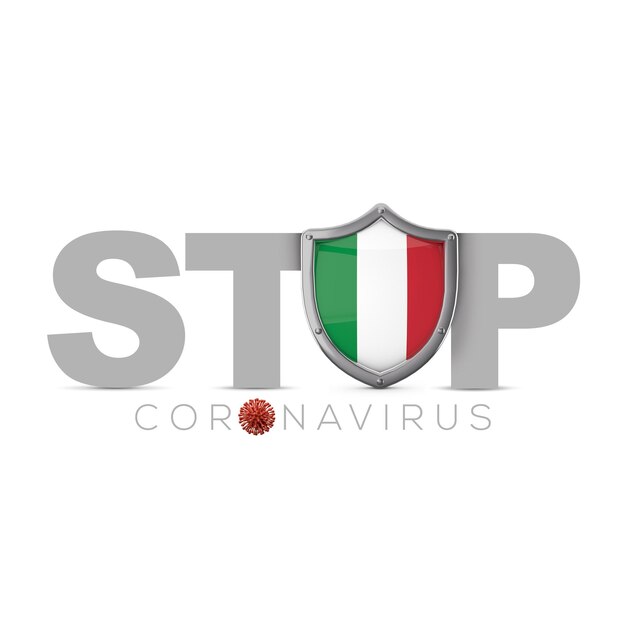 Italie bouclier de protection stop coronavius concept d render