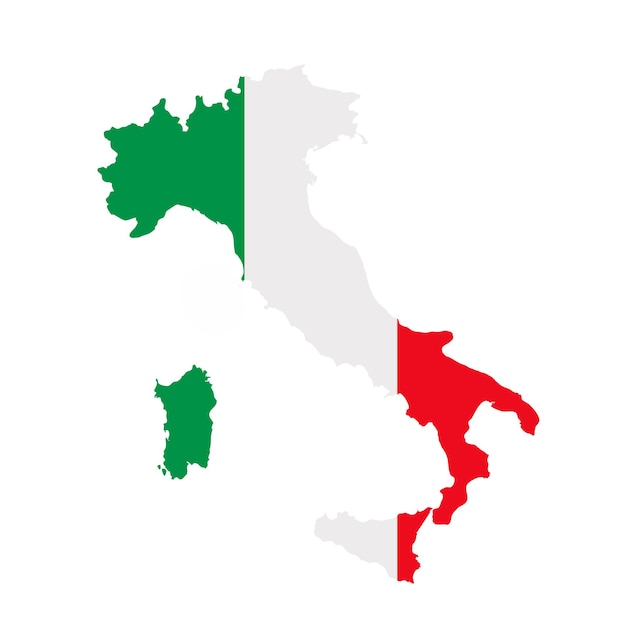 Italie drapeau carte pays contour avec drapeau national