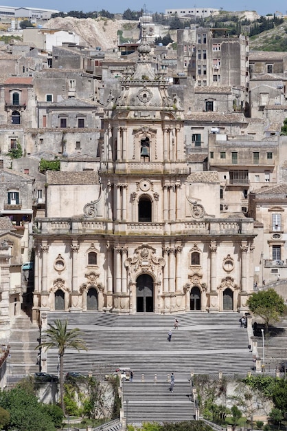 Italie Sicile Modica Ragusa Province Cathédrale St George façade baroque