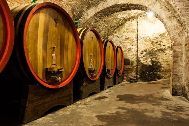 Italie, Toscane, ancienne cantine de Val d'Orcia zone dédiée à la production de vin