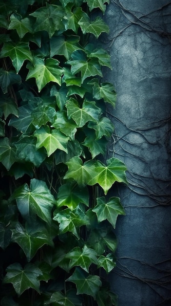 Ivy sur un mur avec un fond sombre
