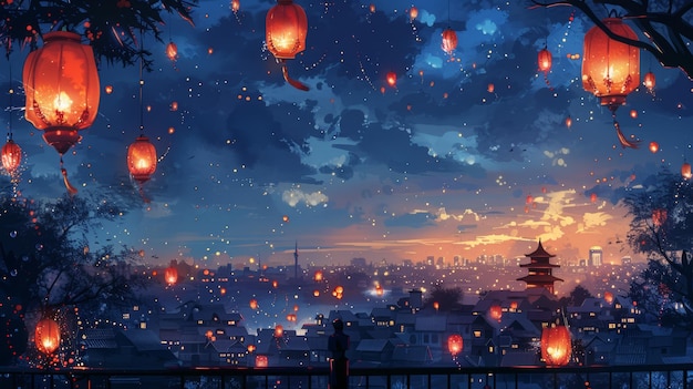 J'adore ce titre aHappy Holidayquot BG spécifiquement pour le jour du Nouvel An39s La vue du balcon est à couper le souffle et les lanternes du ciel et les feux d'artifice sont un spectacle bienvenu Une scène réaliste de style dessin animé