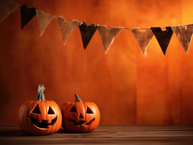 Jack o décoratif de citrouille d'Halloween avec un espace pour le texte