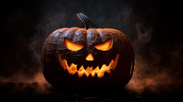 Photo jacko'lantern d'halloween qui brille dans le noir