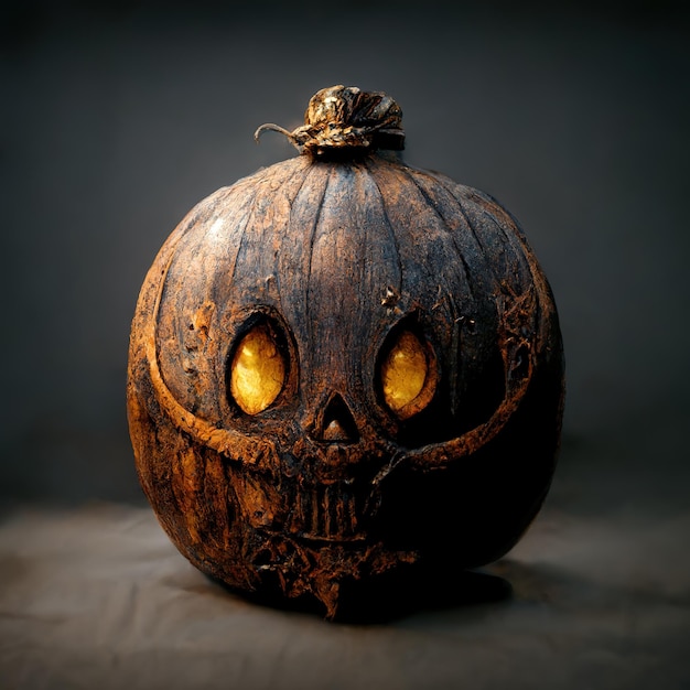 Jackolantern de conception de citrouille d'halloween drôle vintage avec un sourire maléfique face à la sculpture créative saisonnière fo