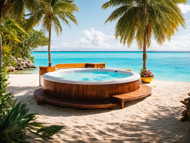 Un jacuzzi sur une île isolée