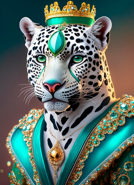 un jaguar avec une couronne