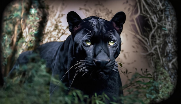 Jaguar noir dans la jungle