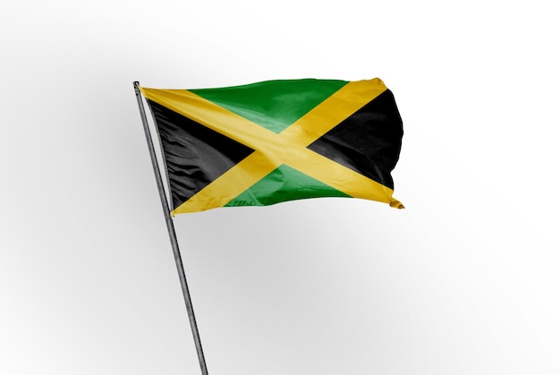 La Jamaïque agitant le drapeau sur une image de fond blanc